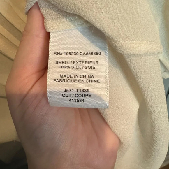 Joie 100% Silk Blouse Sz Medium  Cream Chiffon Pintuck Pleated Sheer Gauze Crepe - Picture 14 of 15